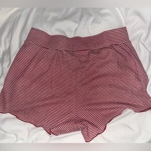 Red and White Striped Pajama Pant Shorts